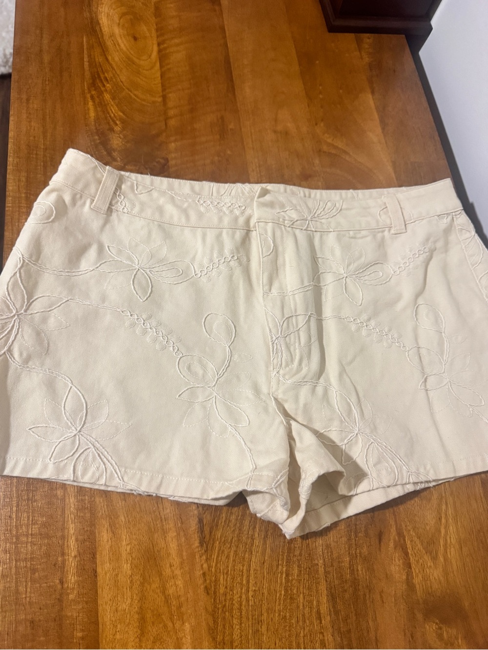 Meshki Ebony Embroidered Denim Micro Shorts